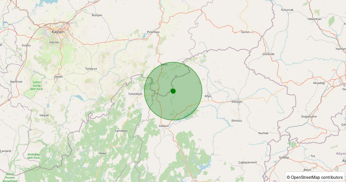 17 Kasım 2025 saat 00:22 - Göksun - 1.50ml depreminin harita gösterimi