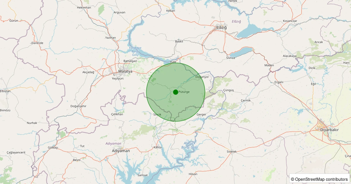 17 Kasım 2025 saat 02:42 - Pütürge - Taşmış Köyü - 1.60ml depreminin harita gösterimi