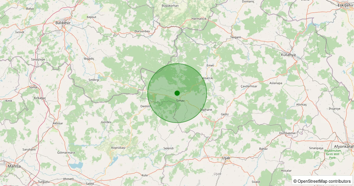 10 Ekim 2025 saat 22:11 - Simav - Çitgöl - 1.40ml depreminin harita gösterimi