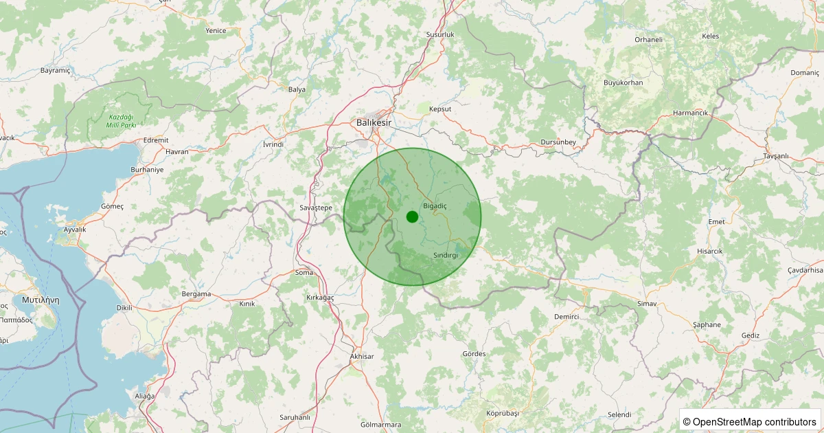 17 Kasım 2025 saat 02:55 - Bigadiç - Çekirdekli - 1.00ML depreminin harita gösterimi