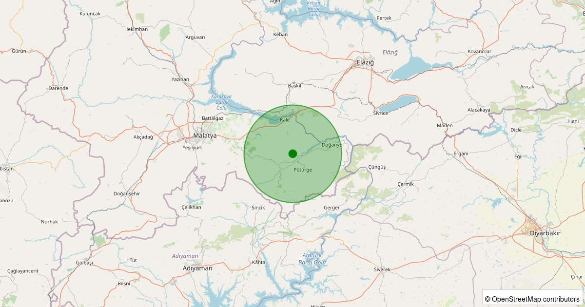 17 Kasım 2025 saat 03:17 - Pütürge - Aktarla Köyü - 1.10ml depreminin harita gösterimi