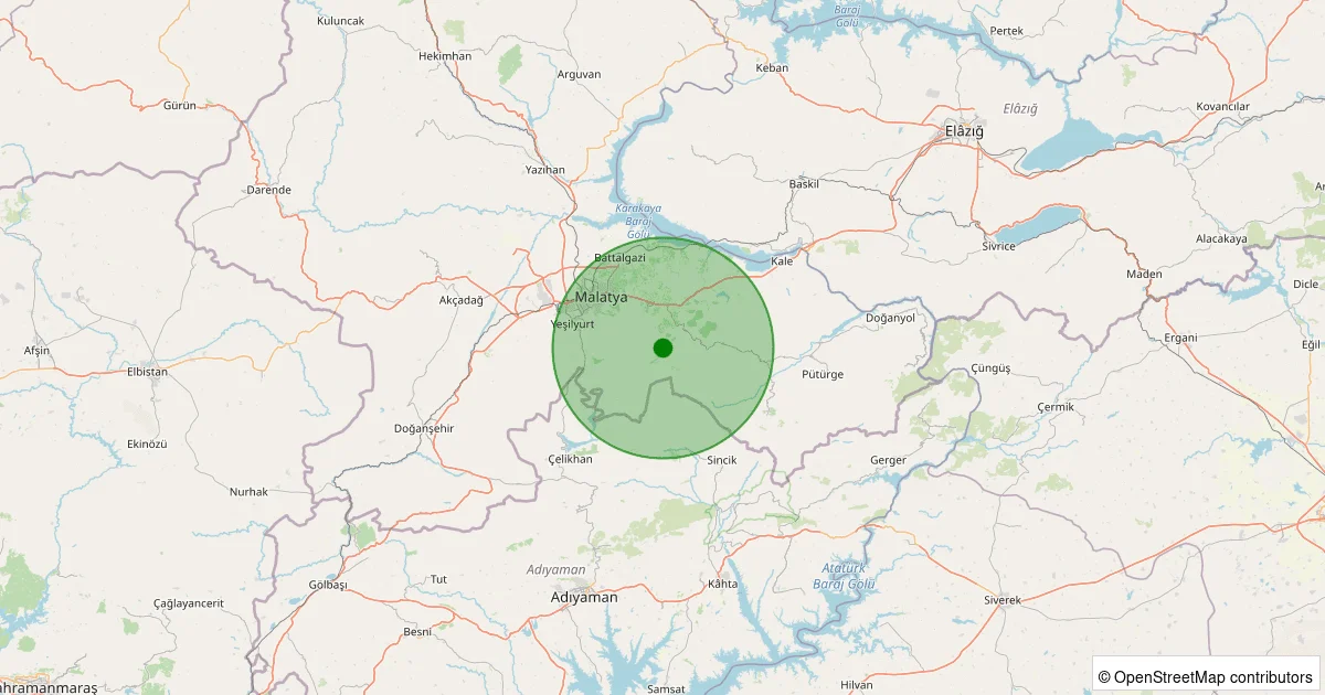 10 Ekim 2025 saat 21:15 - Battalgazi - Söğüt Köyü - 1.50ml depreminin harita gösterimi