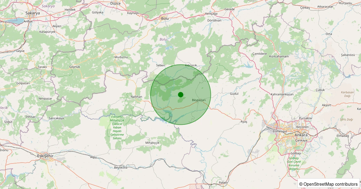 17 Kasım 2025 saat 04:30 - Beypazarı - Hırkatepe - 2.00ml depreminin harita gösterimi