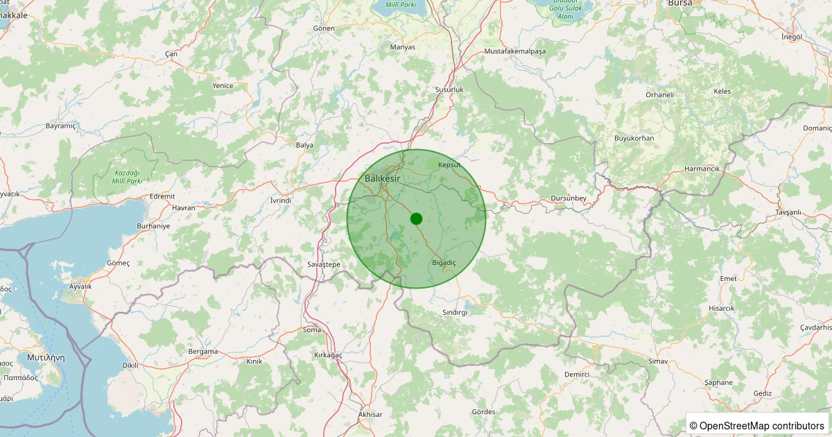 17 Kasım 2025 saat 12:32 - Bigadiç - Çağış - 1.40ml depreminin harita gösterimi