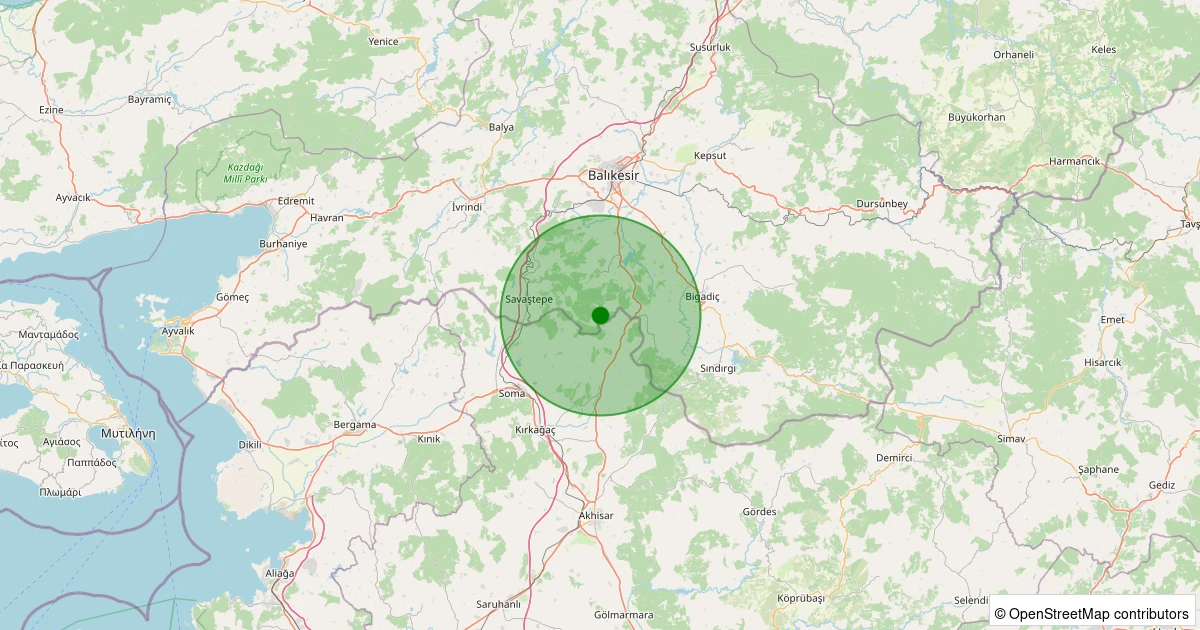 17 Kasım 2025 saat 12:31 - Altıeylül - Kozderegüvem - 1.10ml depreminin harita gösterimi
