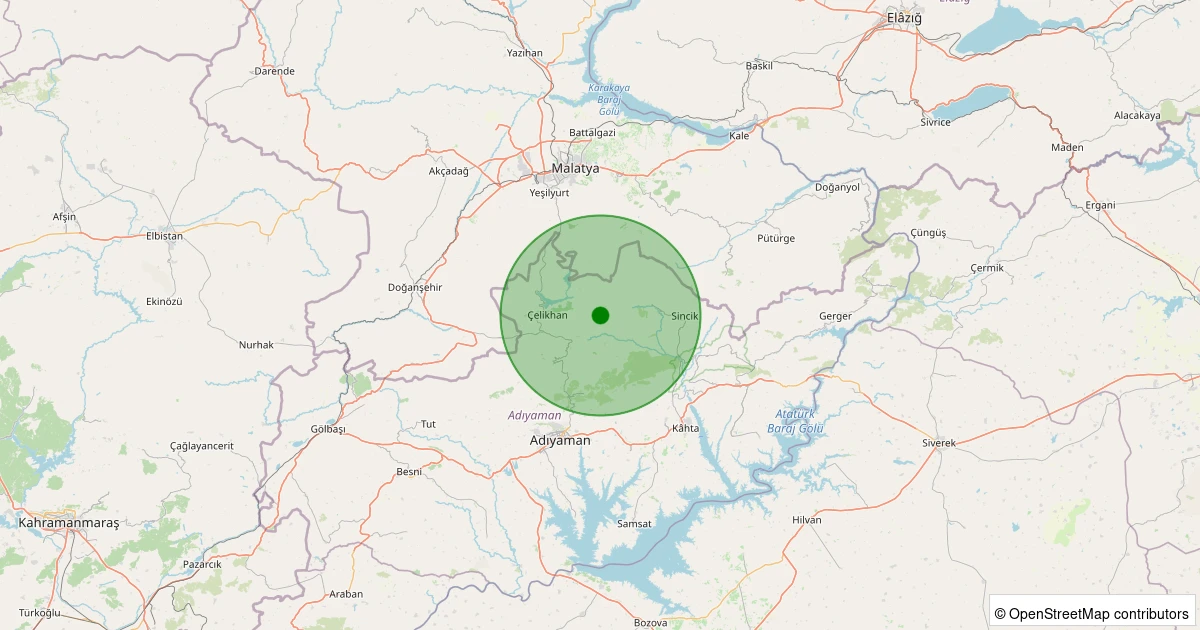 17 Kasım 2025 saat 13:40 - Çelikhan - Fatih Köyü - 1.10ml depreminin harita gösterimi