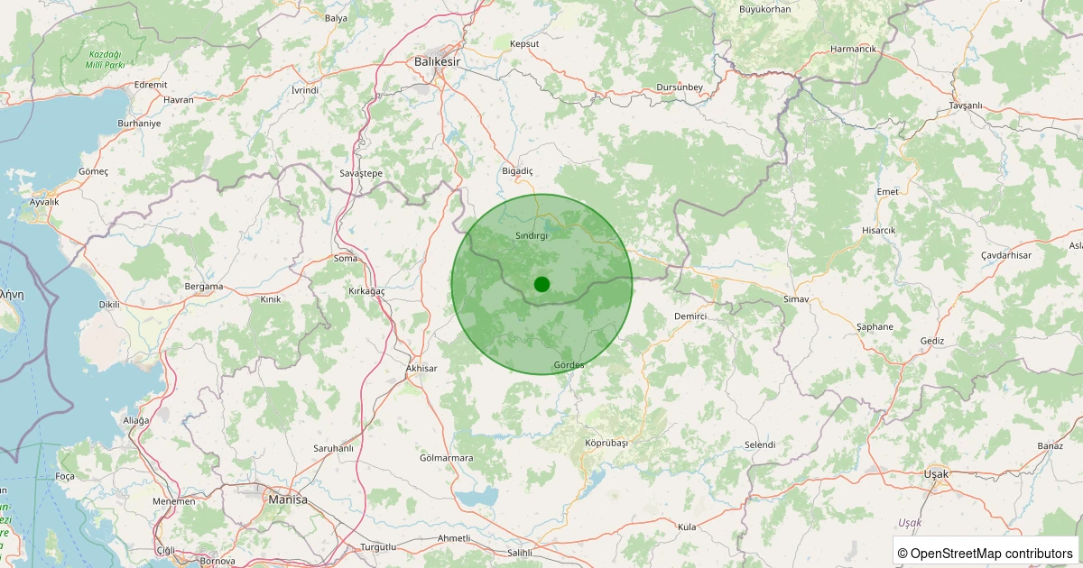 17 Kasım 2025 saat 15:24 - Sındırgı - Kınık - 0.90ML depreminin harita gösterimi
