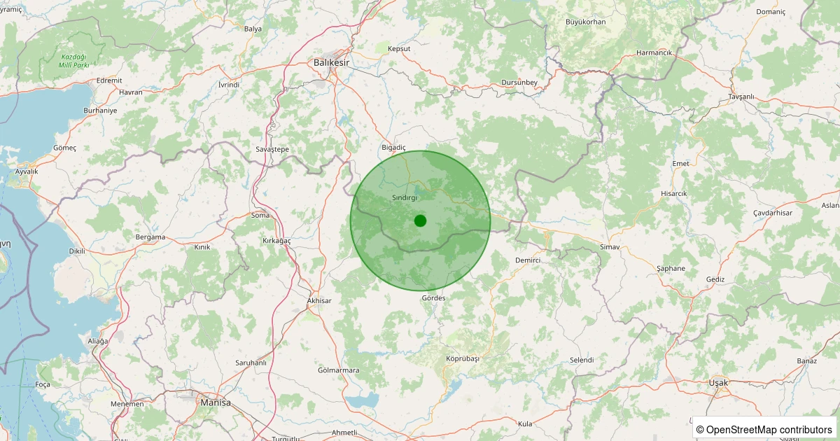 17 Kasım 2025 saat 18:09 - Sındırgı - Bayraklı - 1.20ml depreminin harita gösterimi