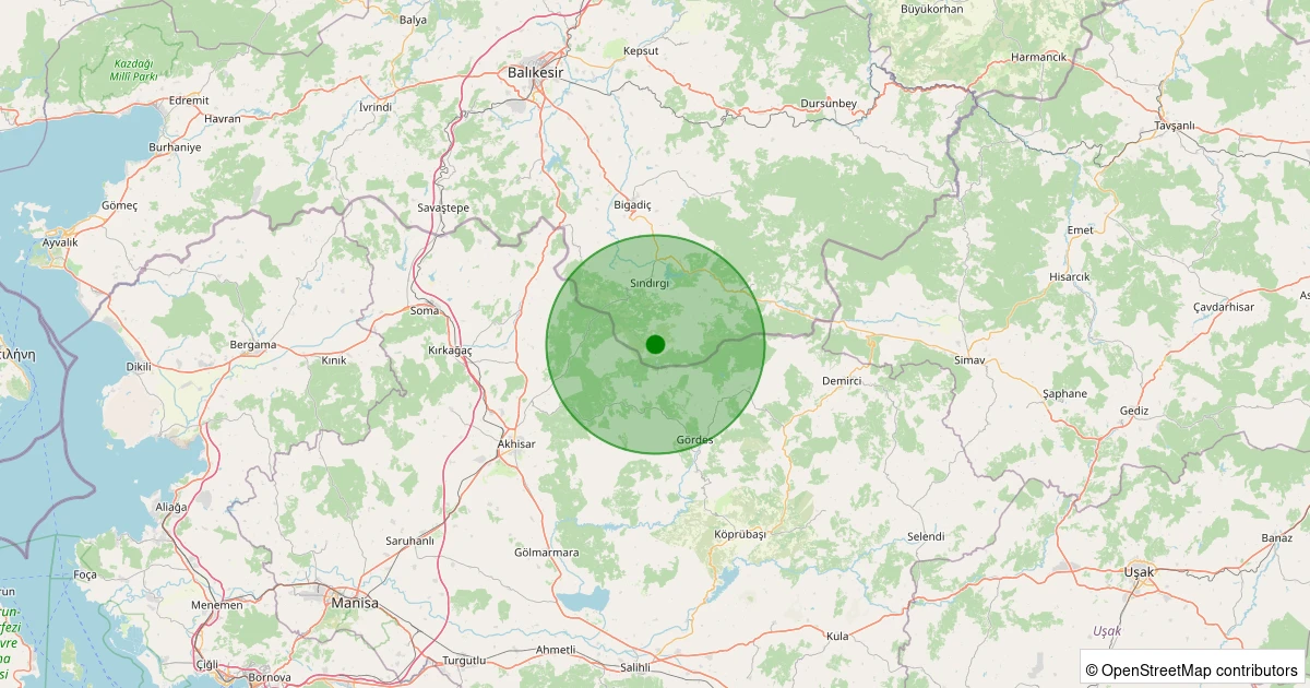 17 Kasım 2025 saat 18:48 - Sındırgı - Kınık - 1.10ml depreminin harita gösterimi