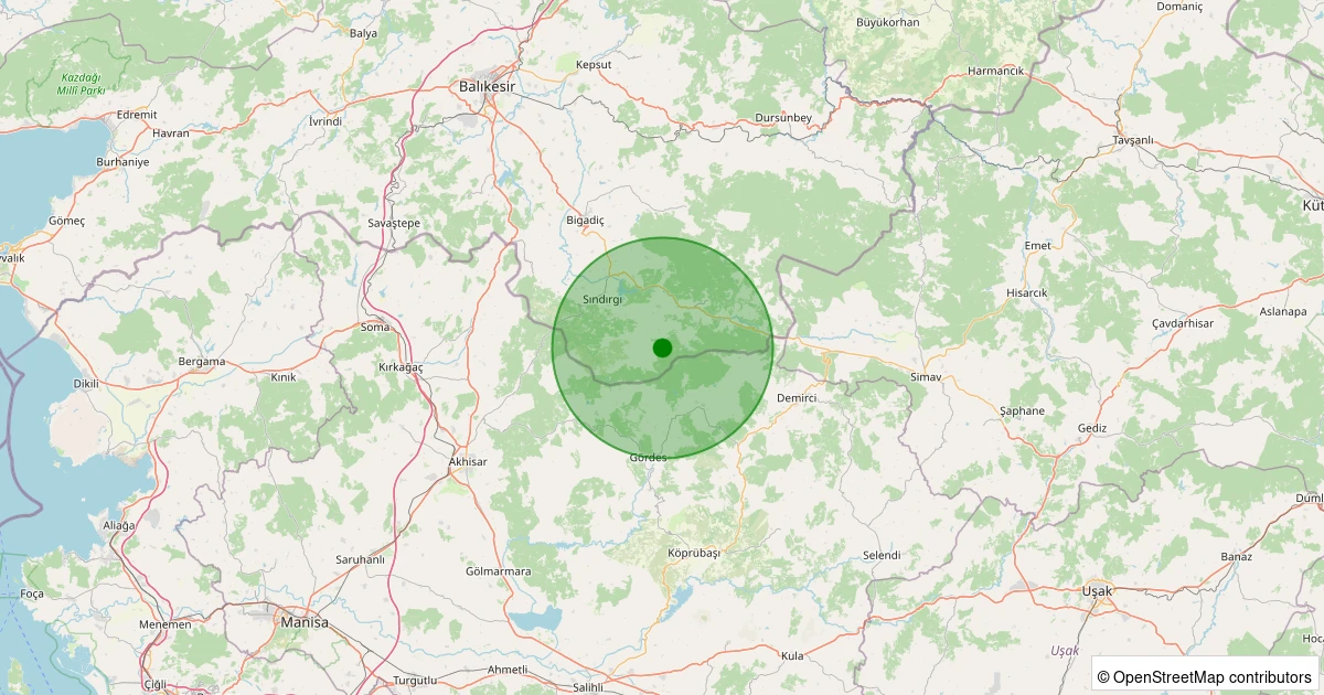 17 Kasım 2025 saat 19:35 - Sındırgı - Küçükdağdere - 1.20ml depreminin harita gösterimi