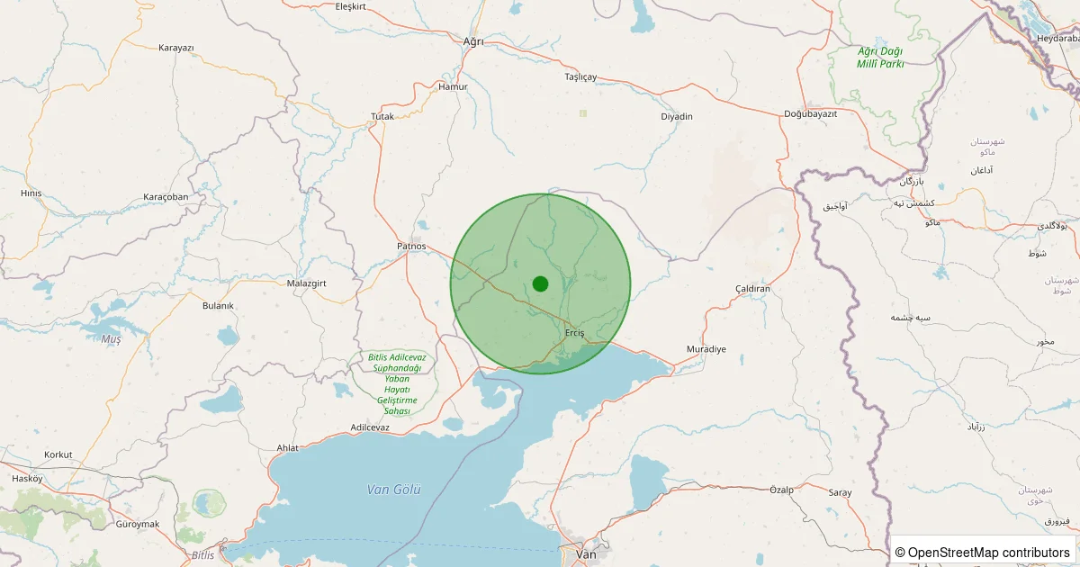 10 Ekim 2025 saat 20:23 - Erciş - Abdal Mezrası - 2.00ML depreminin harita gösterimi