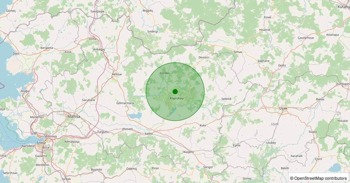 18 Kasım 2025 saat 01:28 - Köprübaşı - Kınık - 1.40ml depreminin harita gösterimi