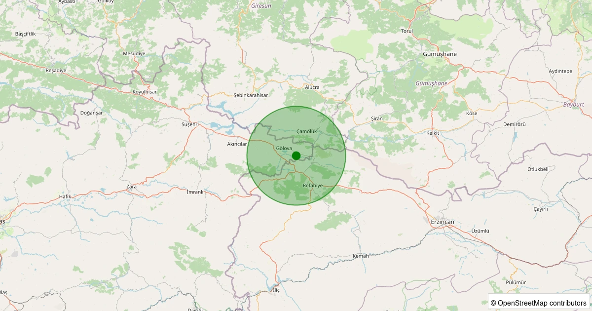 17 Kasım 2025 saat 23:50 - Gölova - Akçataş Köyü - 1.40ml depreminin harita gösterimi