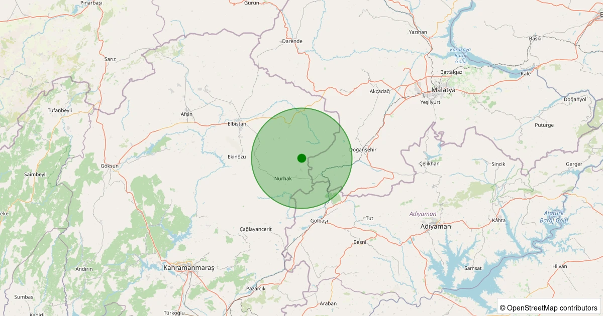 18 Kasım 2025 saat 06:36 - Elbistan - Karahasanuşağı Köyü - 1.70ml depreminin harita gösterimi