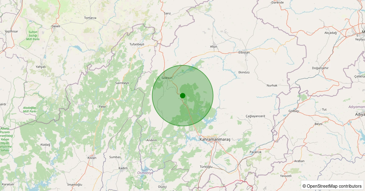 18 Kasım 2025 saat 07:41 - Onikişubat - Döngel - 1.90ml depreminin harita gösterimi