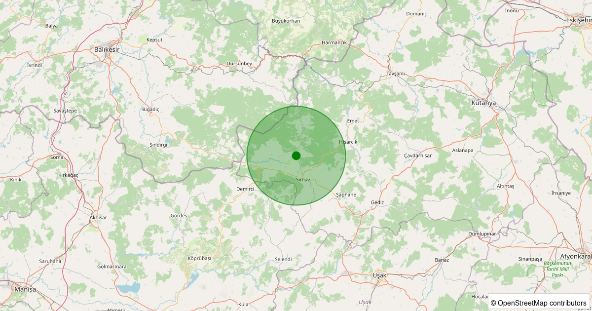 18 Kasım 2025 saat 09:09 - Simav - Eğdemir Köyü - 1.10ml depreminin harita gösterimi