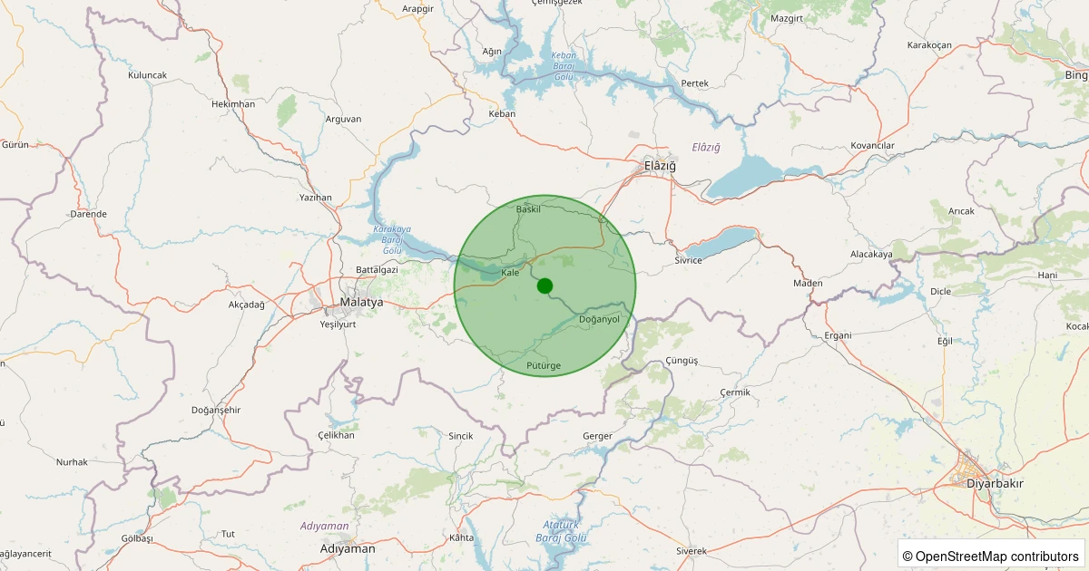 18 Kasım 2025 saat 10:40 - Kale - Yenidamlar Köyü - 0.90ML depreminin harita gösterimi