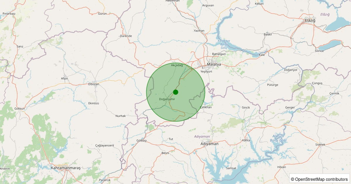 18 Kasım 2025 saat 11:37 - Doğanşehir - Çığlık - 1.30ml depreminin harita gösterimi