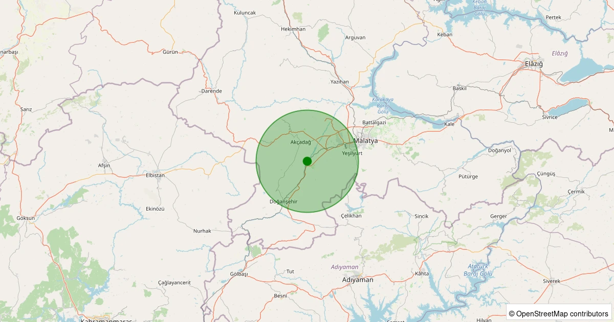 18 Kasım 2025 saat 12:16 - Akçadağ - Kümekavak - 1.30ML depreminin harita gösterimi