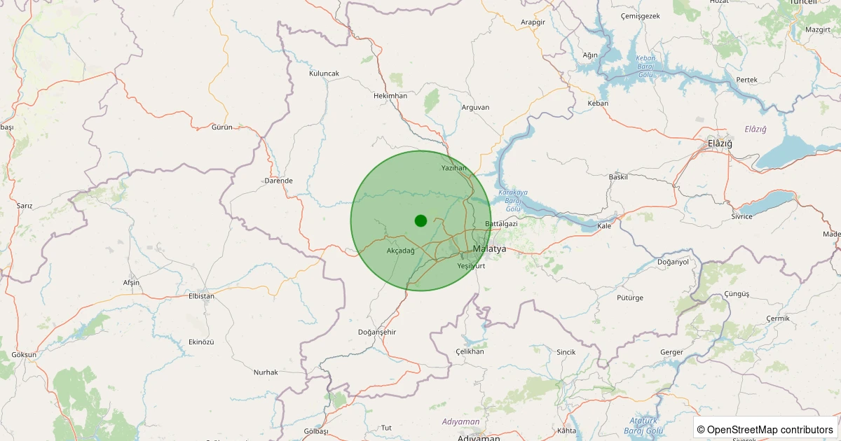 18 Kasım 2025 saat 13:28 - Akçadağ - Esenli - 1.20ml depreminin harita gösterimi