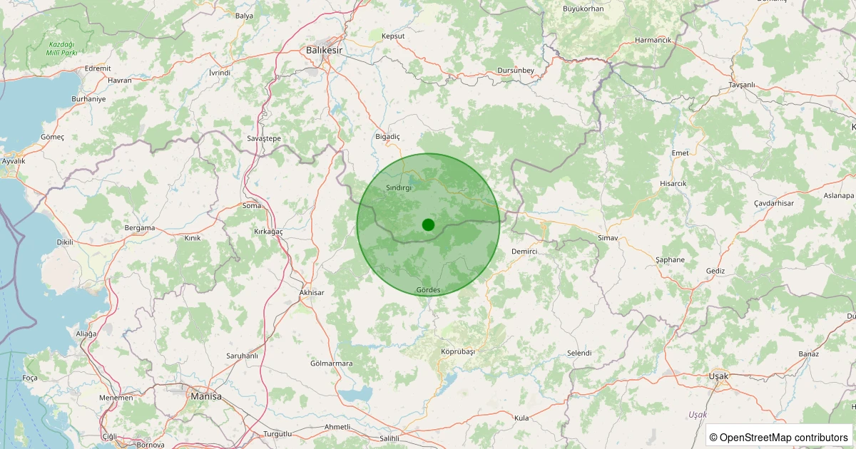 18 Kasım 2025 saat 13:36 - Sındırgı - Küçükdağdere - 1.70ml depreminin harita gösterimi