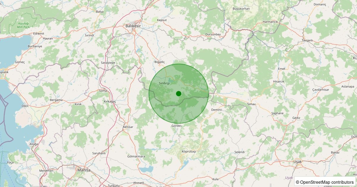 18 Kasım 2025 saat 14:55 - Sındırgı - Küçükdağdere - 1.90ml depreminin harita gösterimi