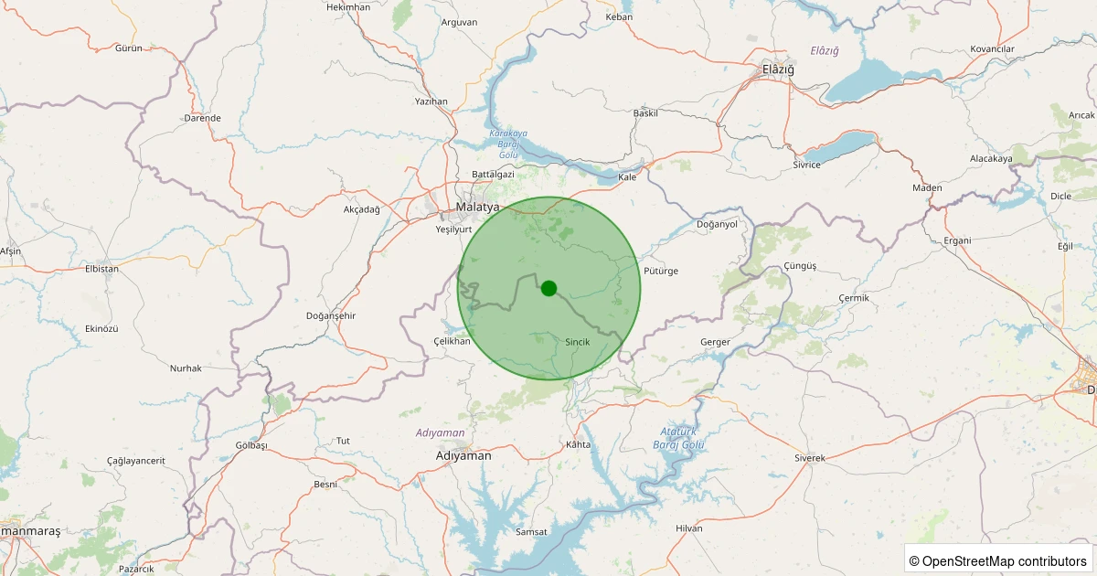 18 Kasım 2025 saat 16:14 - Battalgazi - Gülümuşağı Köyü - 1.50ml depreminin harita gösterimi