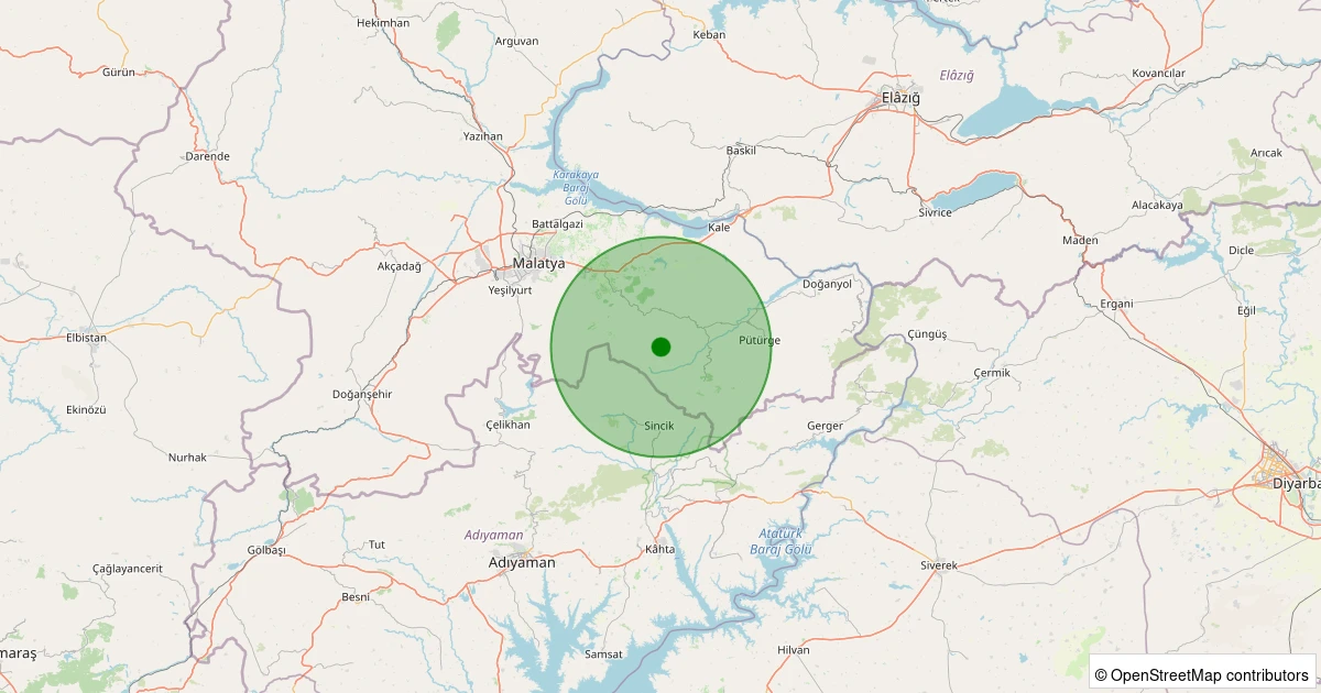 18 Kasım 2025 saat 16:02 - Pütürge - Tekederesi Köyü - 0.70ML depreminin harita gösterimi