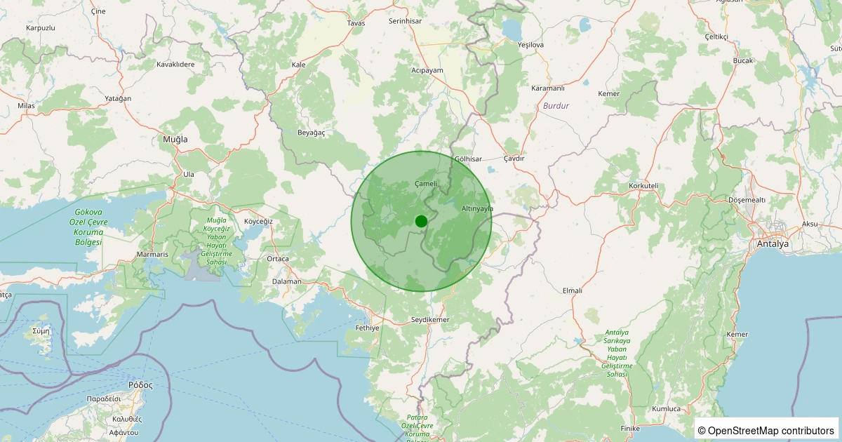 18 Kasım 2025 saat 18:29 - Çameli - Gürsu - 1.80ml depreminin harita gösterimi
