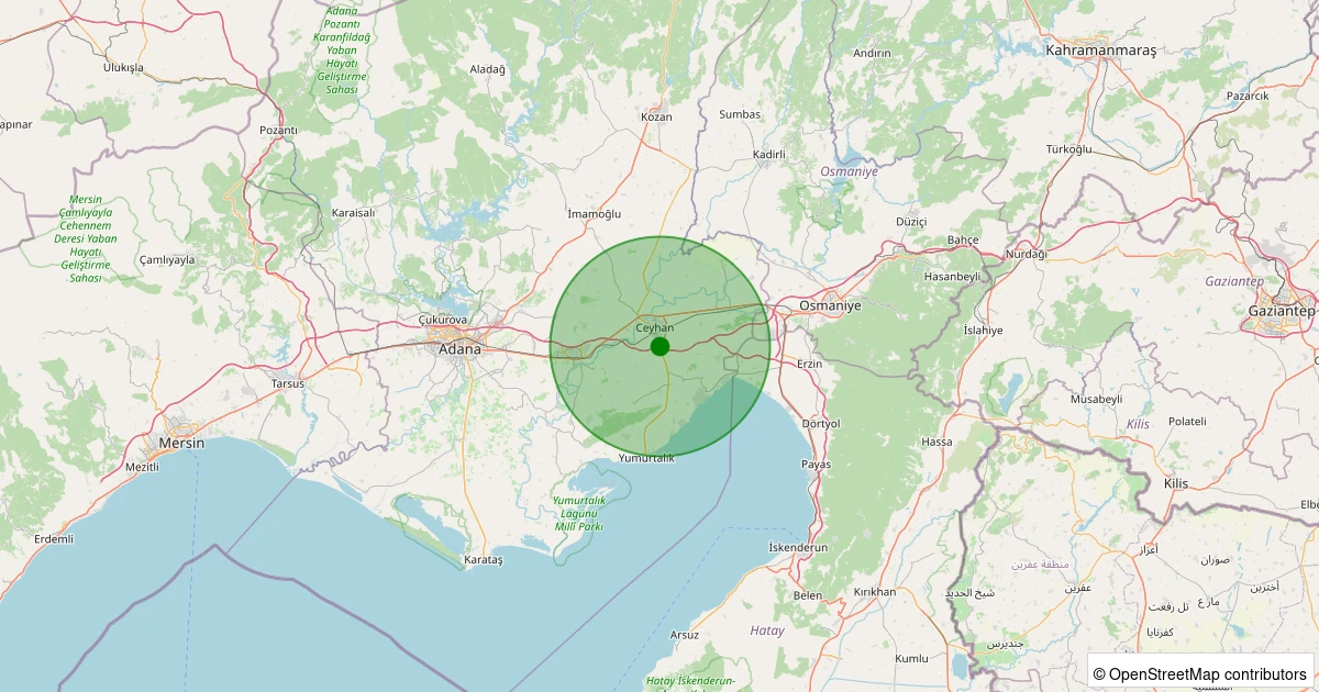 18 Kasım 2025 saat 19:17 - Ceyhan - Gaziosmanpaşa - 1.30ml depreminin harita gösterimi