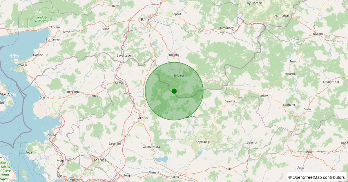 18 Kasım 2025 saat 22:59 - Sındırgı - Kınık - 1.40ml depreminin harita gösterimi