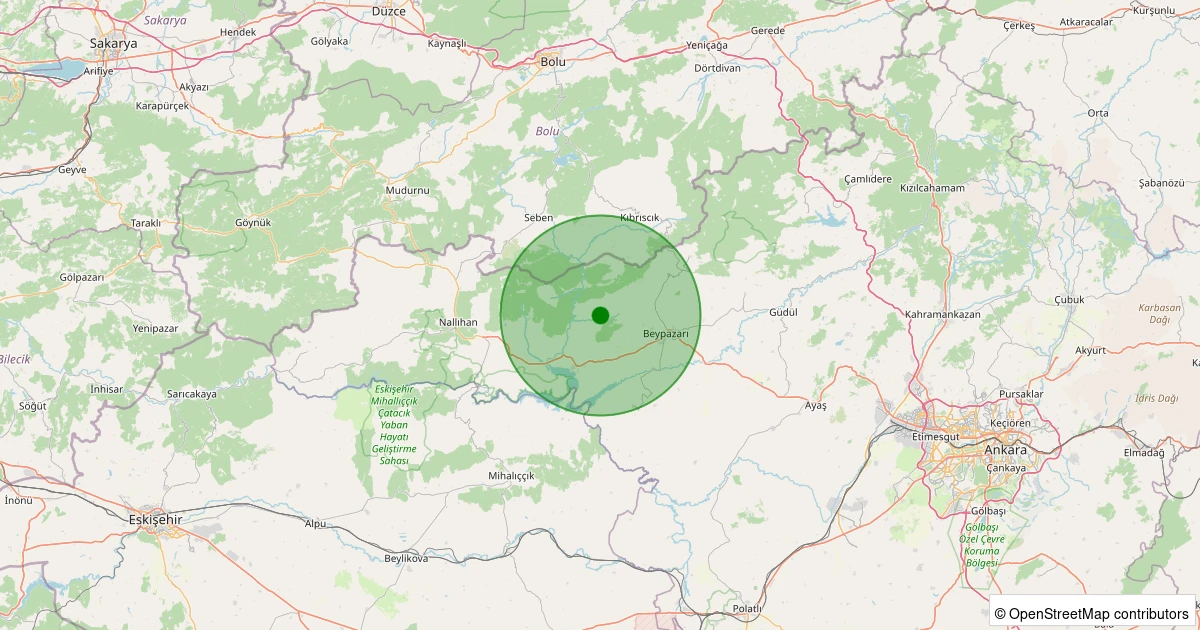 19 Kasım 2025 saat 00:21 - Beypazarı - Hırkatepe - 1.10ml depreminin harita gösterimi