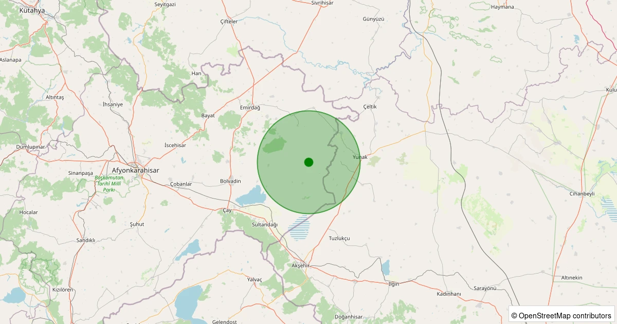 19 Kasım 2025 saat 00:37 - Emirdağ - Leylekli Köyü - 2.00ml depreminin harita gösterimi