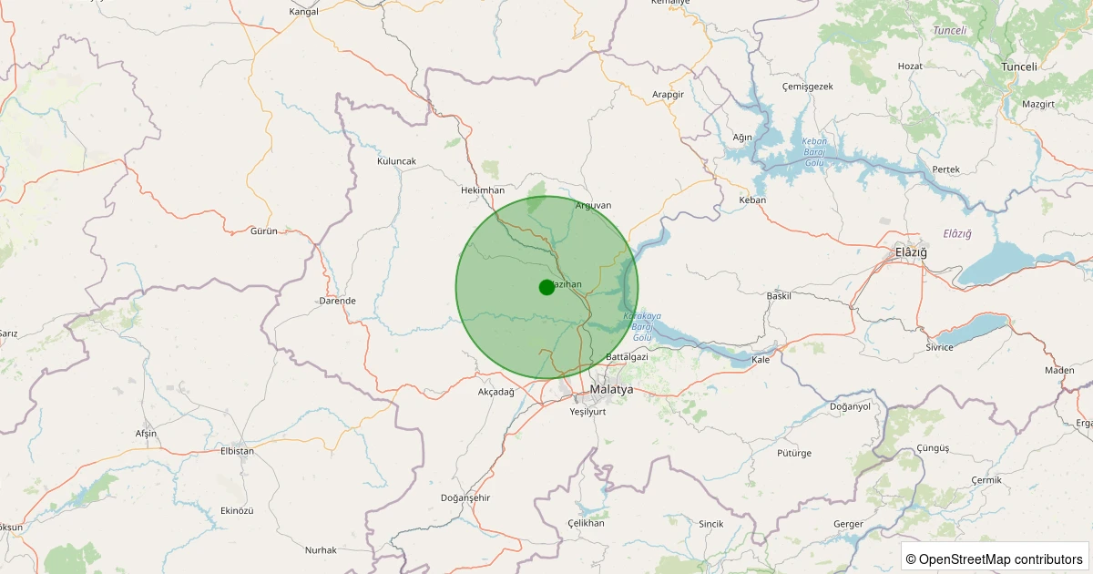19 Kasım 2025 saat 01:02 - Yeşilyurt - Hamidiye - 1.10ml depreminin harita gösterimi