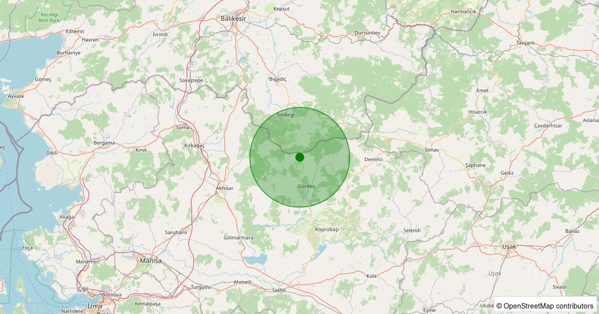 19 Kasım 2025 saat 02:04 - Gördes - Dutluca - 2.50ml depreminin harita gösterimi