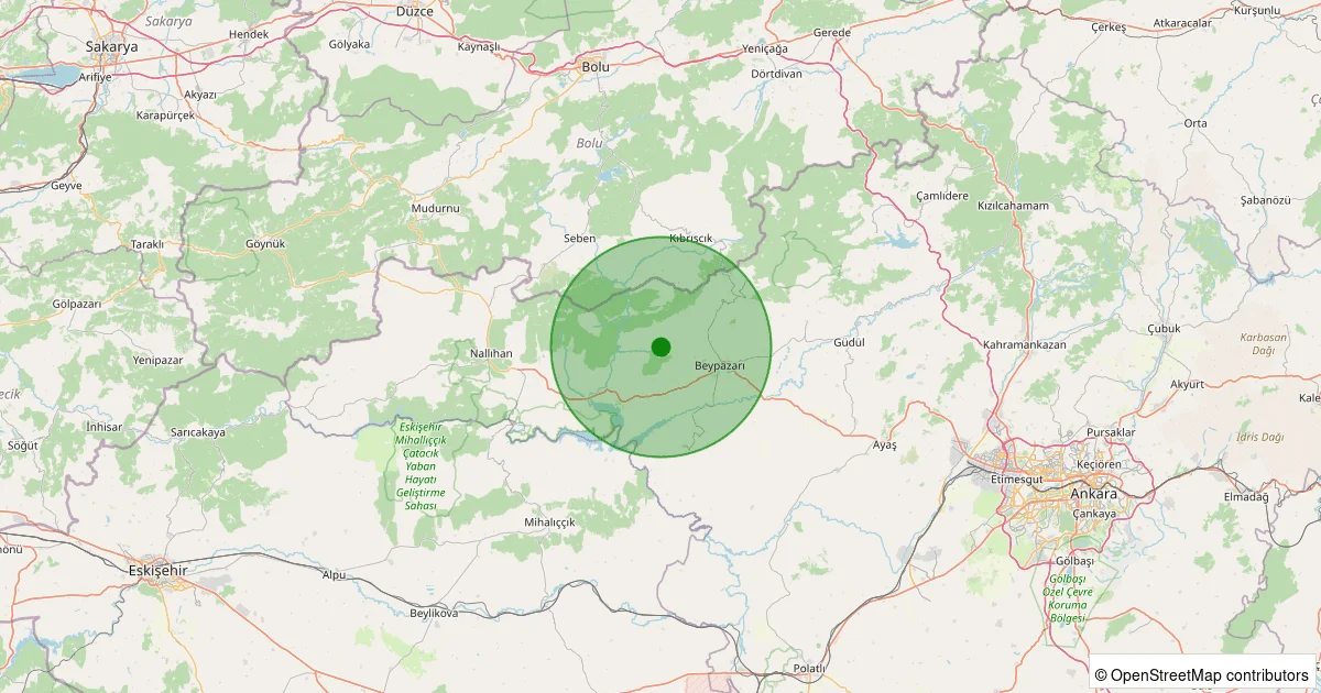 11 Ekim 2025 saat 04:26 - Beypazarı - Hırkatepe - 2.00ML depreminin harita gösterimi