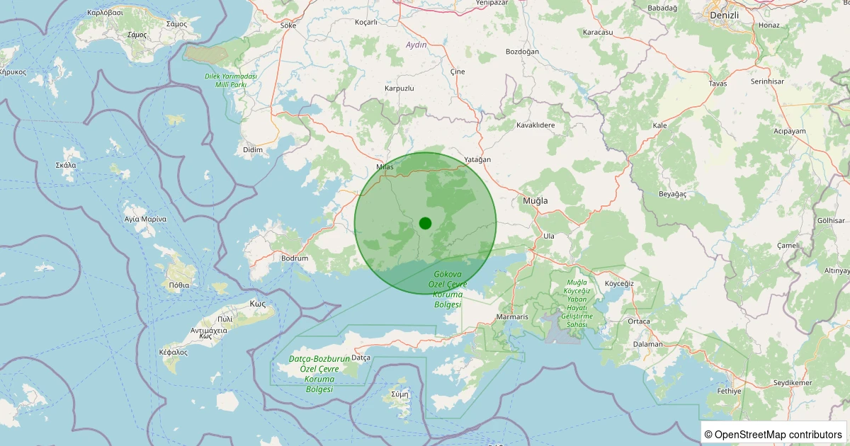 19 Kasım 2025 saat 09:29 - Milas - Bağdamlar - 1.70ml depreminin harita gösterimi