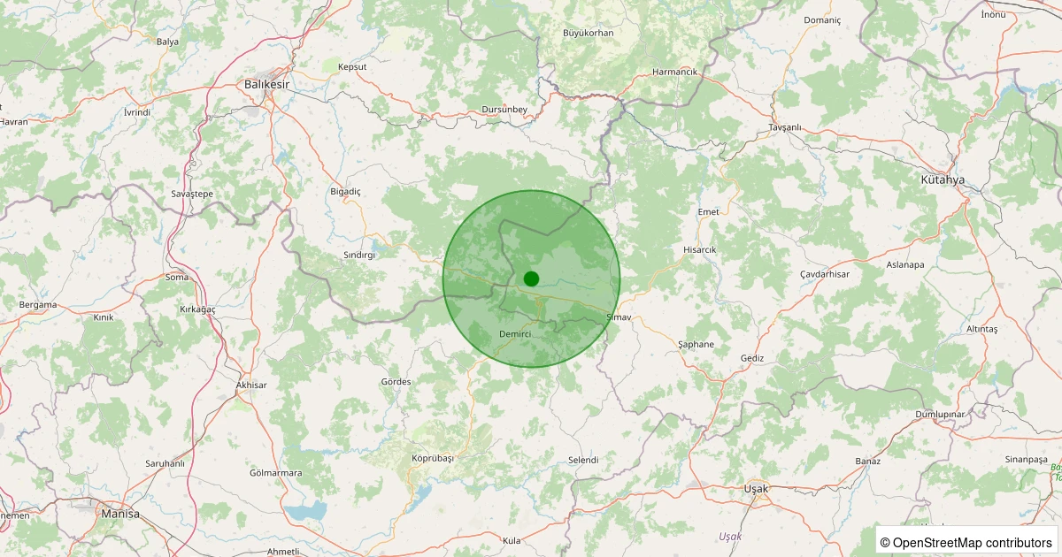 19 Kasım 2025 saat 11:09 - Simav - Beciler Köyü - 0.90ML depreminin harita gösterimi