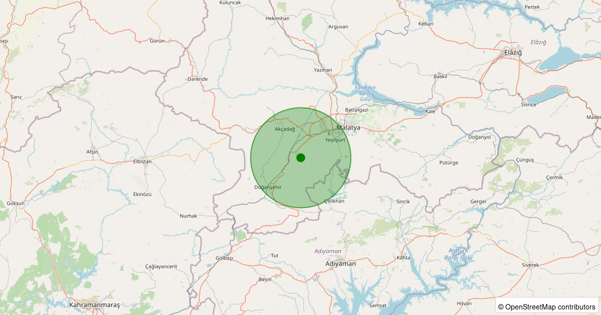 19 Kasım 2025 saat 11:43 - Yeşilyurt - 1.10ml depreminin harita gösterimi