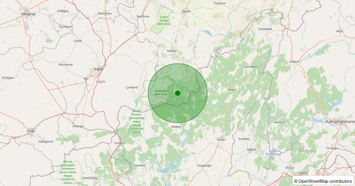 19 Kasım 2025 saat 13:11 - Yahyalı - Büyük Çakır - 1.60ml depreminin harita gösterimi