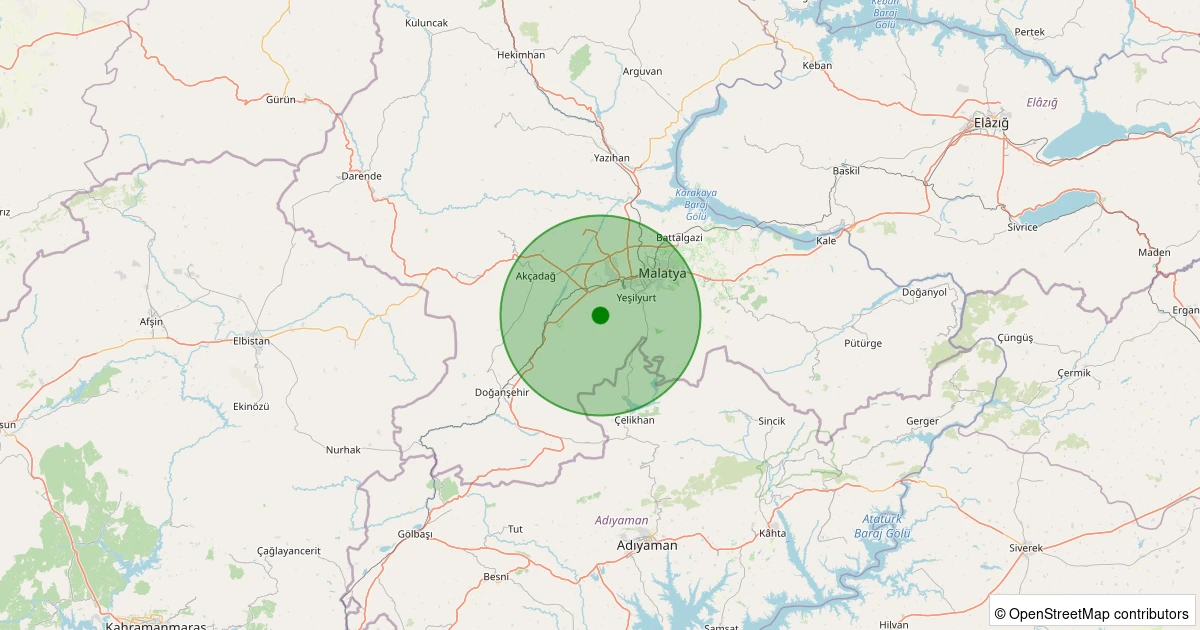 19 Kasım 2025 saat 13:06 - Yeşilyurt - Cafana - 1.20ml depreminin harita gösterimi