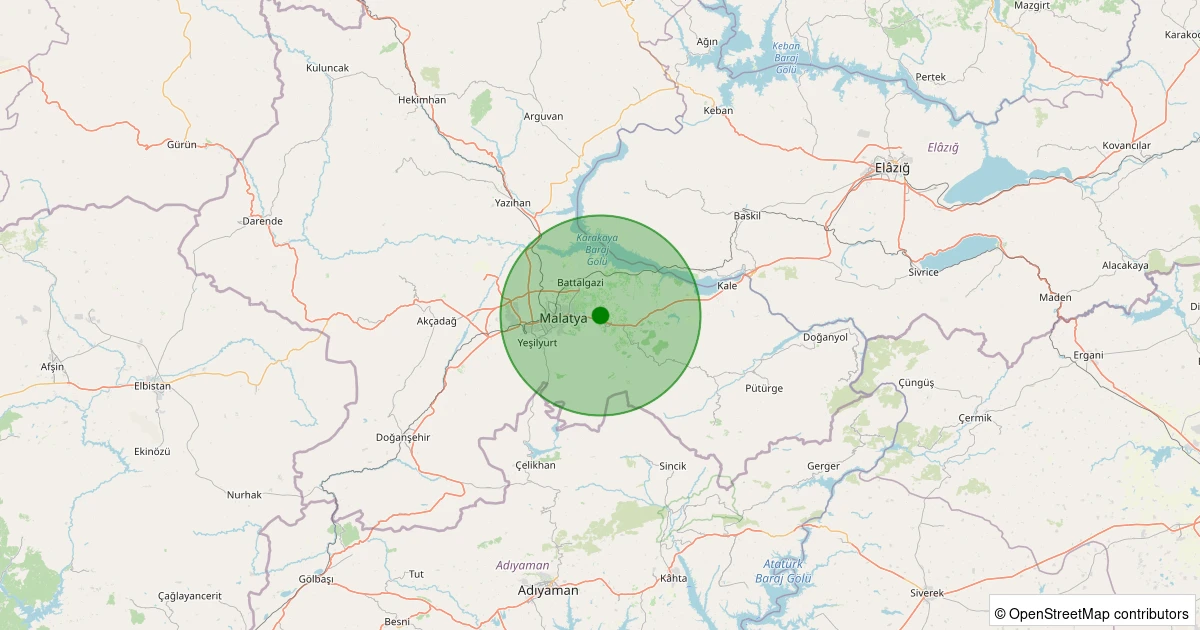 19 Kasım 2025 saat 12:12 - Battalgazi - Bulguru Köyü - 1.00ml depreminin harita gösterimi
