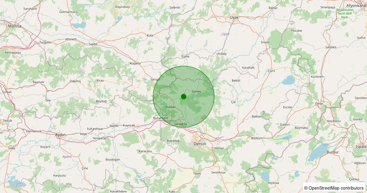 19 Kasım 2025 saat 16:39 - Güney - Aydoğdu - 1.50ml depreminin harita gösterimi