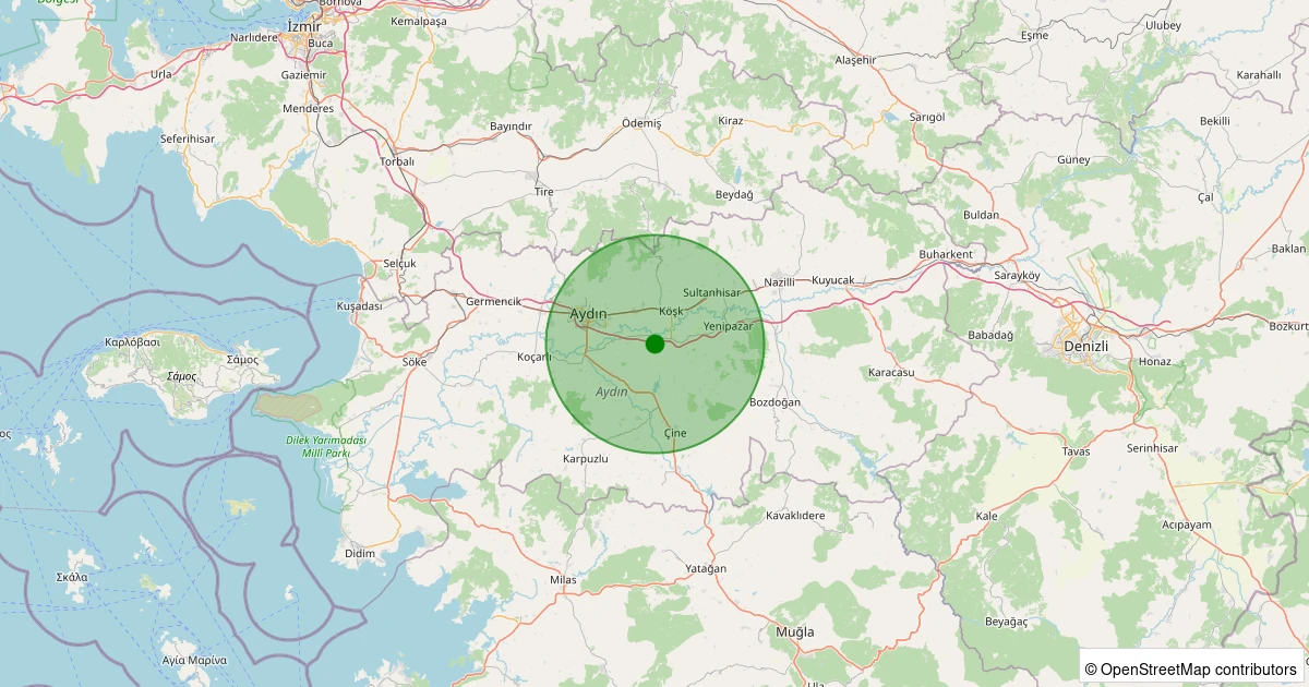 19 Kasım 2025 saat 14:28 - Efeler - Karahayıt - 1.60ml depreminin harita gösterimi
