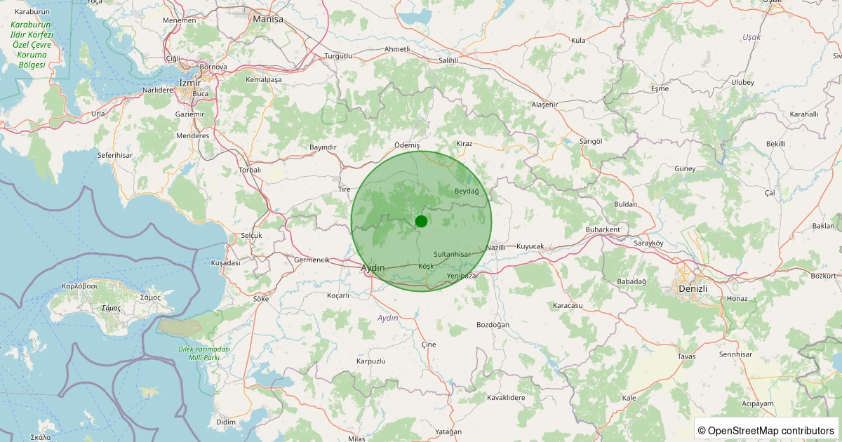 18 Kasım 2025 saat 12:13 - Köşk - Akçaköy - 1.10ml depreminin harita gösterimi