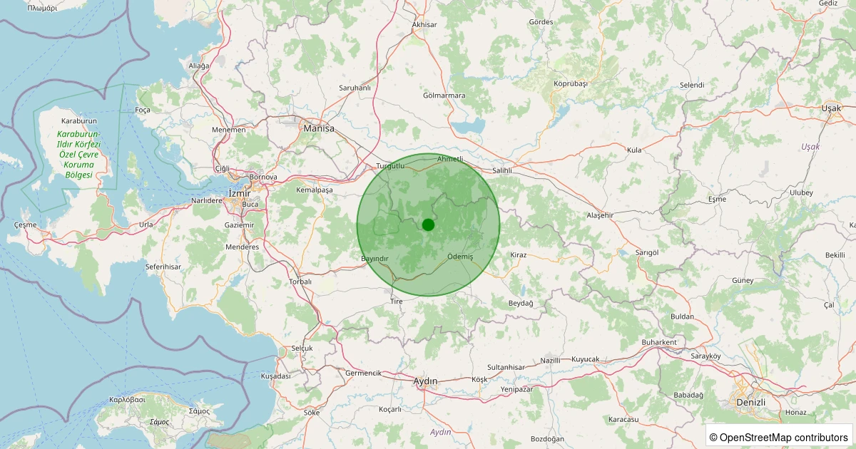 19 Kasım 2025 saat 17:11 - Turgutlu - Dağ Marmara - 1.20ml depreminin harita gösterimi