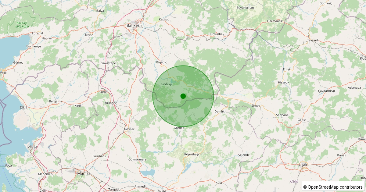 19 Kasım 2025 saat 23:57 - Sındırgı - Küçükdağdere - 2.50ml depreminin harita gösterimi