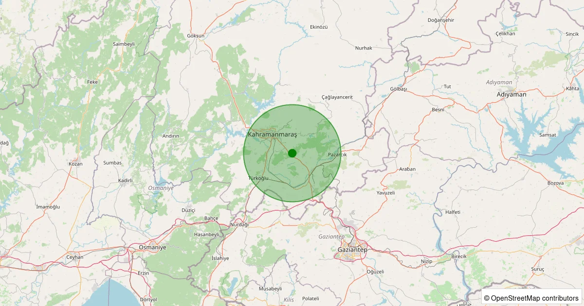11 Ekim 2025 saat 05:16 - Dulkadiroğlu - Çokyaşar - 1.50ML depreminin harita gösterimi