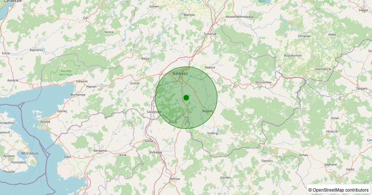 20 Kasım 2025 saat 06:37 - Altıeylül - Selimiye - 1.00ml depreminin harita gösterimi