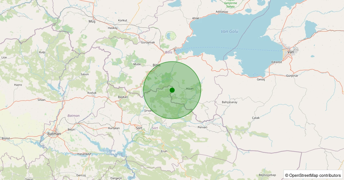 20 Kasım 2025 saat 06:45 - Şirvan - Yamaçlı Köyü - 1.90ml depreminin harita gösterimi